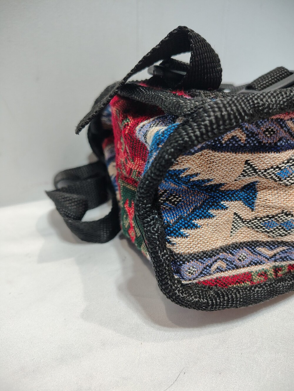 Vintage TET Collection Turkey Woven Tapestry Mini Backpack Geometric Grunge Boho - Picture 9 of 13